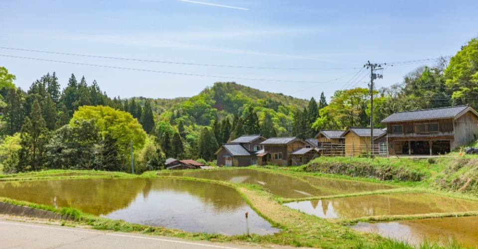 佐渡西三川の砂金山由来の農山村景観（イメージ）