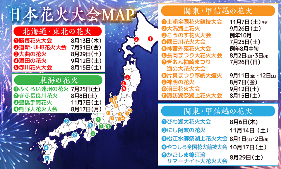 日本の花火大会マップ