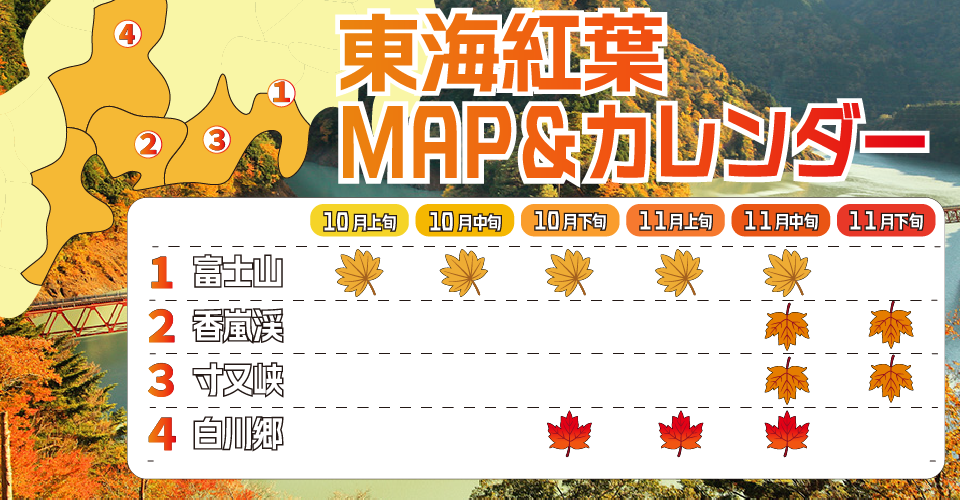 日本全國紅葉最佳賞楓期預測地圖