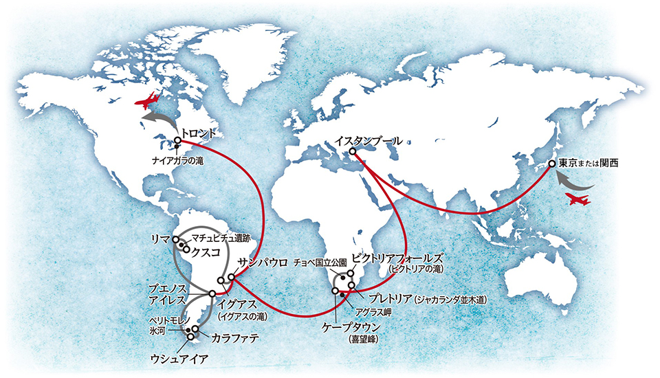 世界一周の旅マップ